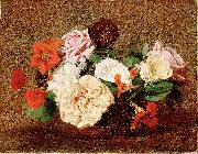 Henri Fantin-Latour Roses and Nasturtiums in a Vase Germany oil painting artist